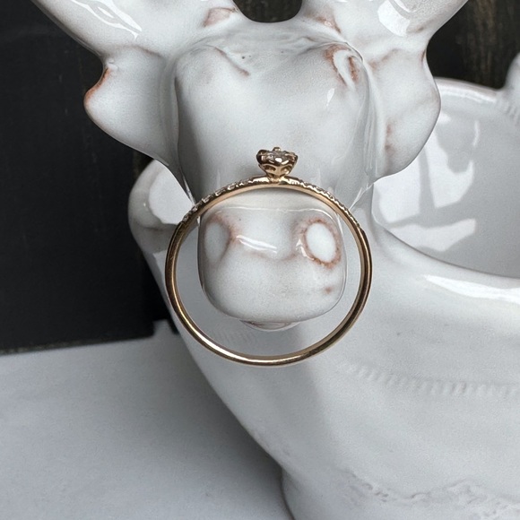 14KYG Solitaire Pave’ Diamond Ring - Picture 4 of 7